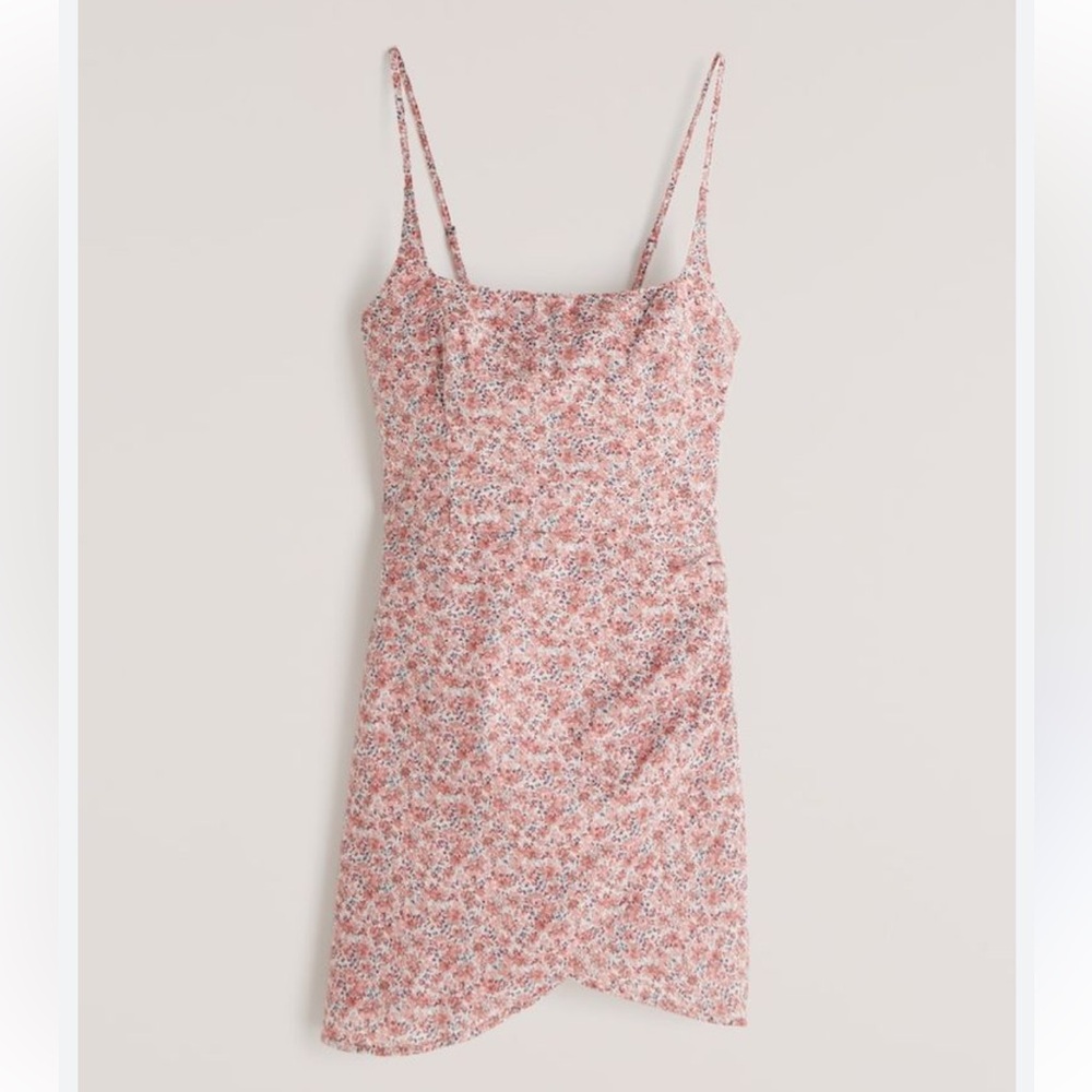 NWT Abercrombie Scoopneck Wrap Mini Dress in Pink Floral Pattern